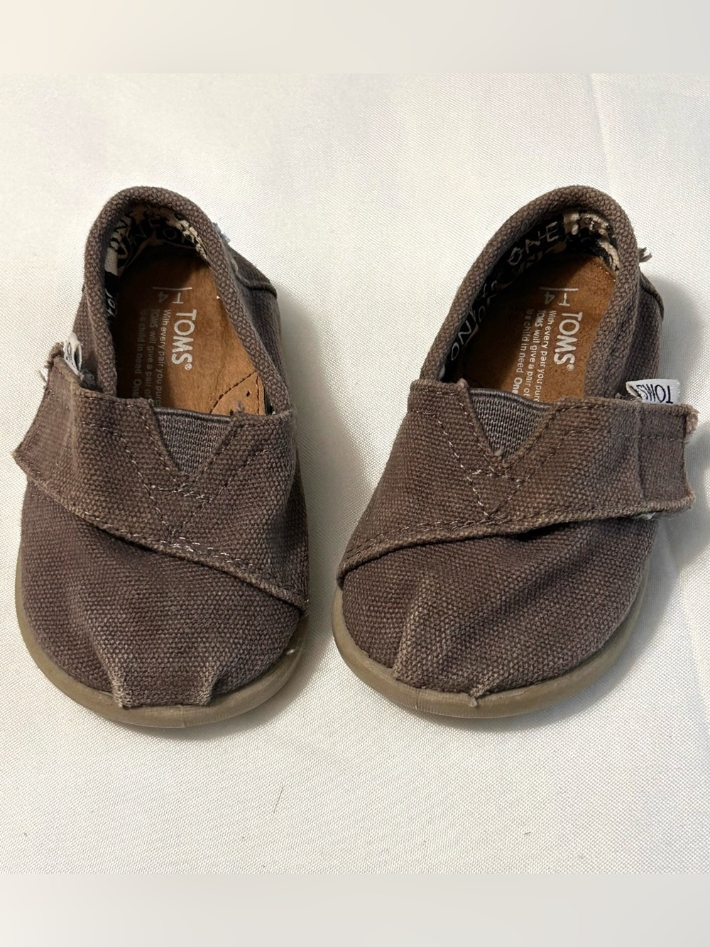 Tom’s T4 Toddler Alpargatta Classic Shoes Moccasins Canvas Velcro Gray